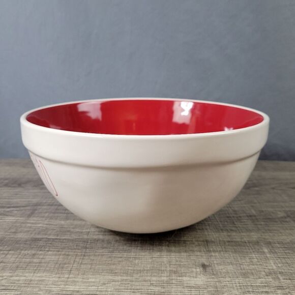 Rae Dunn Artisan Collection Ceramic White‎ & Red Gingerbread Mixing Bowl - Picture 4 of 6